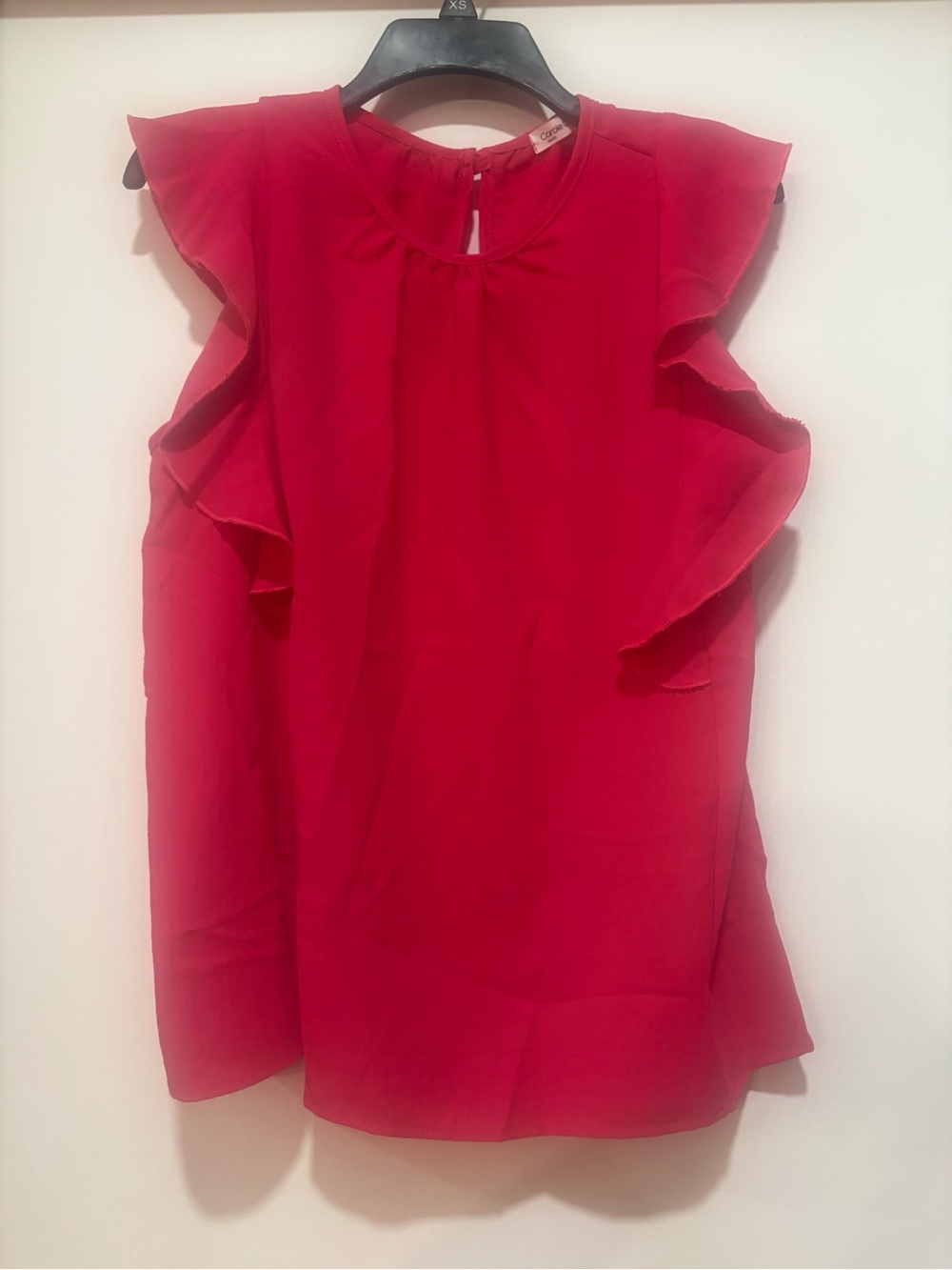 Women's Hot Pink Ruffle Sleeve Blouse by Carole Christian